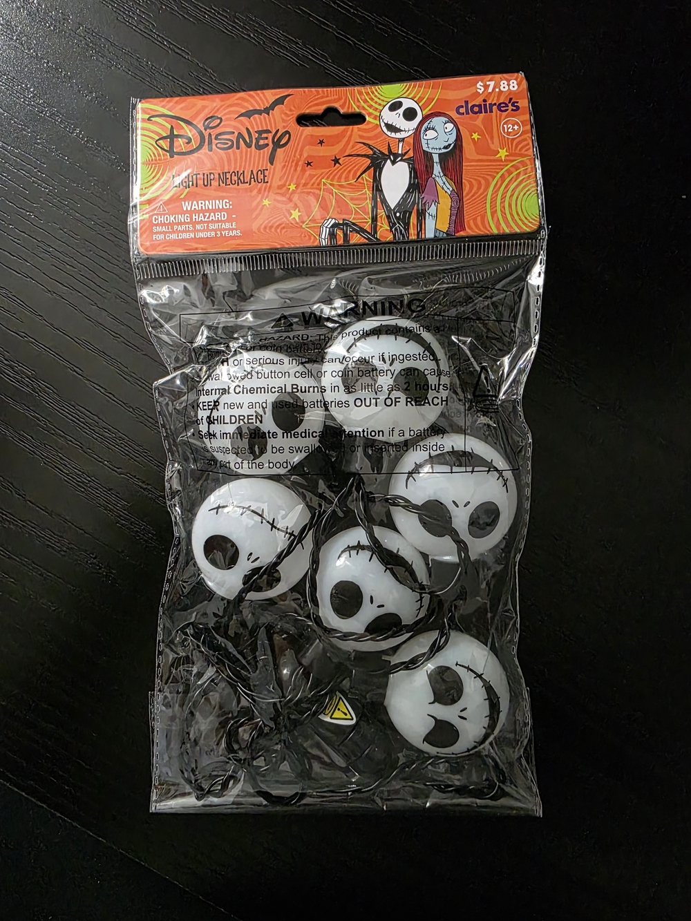 Disney Jack Skellington Light-Up Skull Necklace String - White